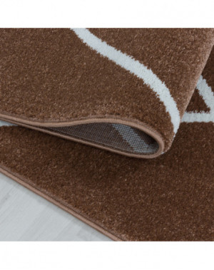 Woonkamerkleed, laagpolig, ruitpatroon, kleur Terra