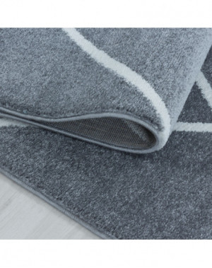 Woonkamerkleed, laagpolig, ruitpatroon, zilverkleurig