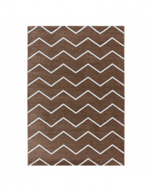 Woonkamerkleed, laagpolig, golf- en lijnpatroon, kleur Terra