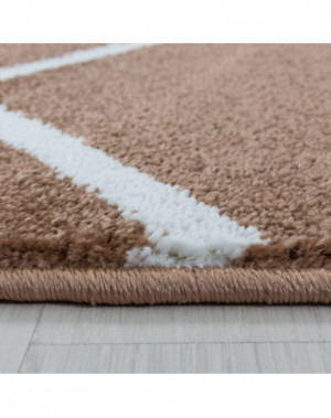 Woonkamerkleed, laagpolig, golf- en lijnpatroon, kleur Terra