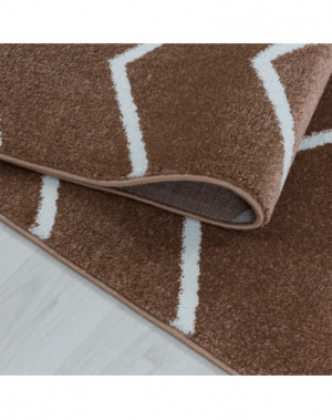 Woonkamerkleed, laagpolig, golf- en lijnpatroon, kleur Terra