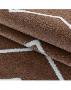 Woonkamerkleed, laagpolig, golf- en lijnpatroon, kleur Terra