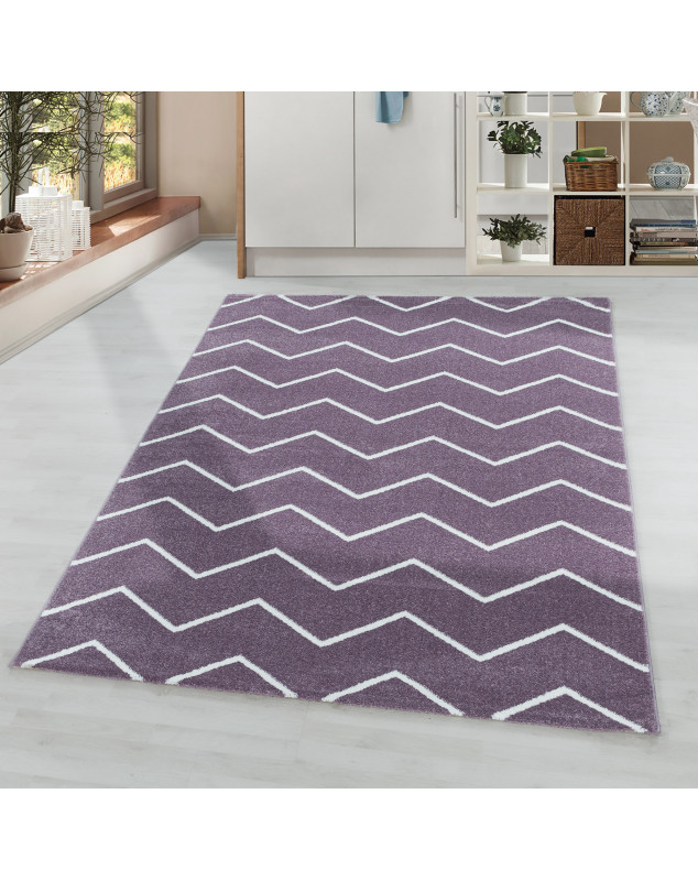Tapis de salon Tapis à poil ras Motif de vagues lignes Couleur Violet