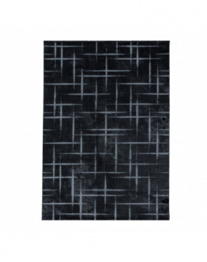 Design vloerkleed voor de woonkamer, laagpolig, rasterpatroon, zachte pool, zwart