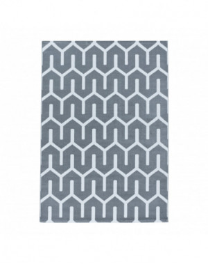 Design vloerkleed voor de woonkamer, laagpolig, rasterpatroon, zachte pool, grijs