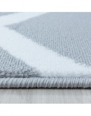 Design vloerkleed voor de woonkamer, laagpolig, rasterpatroon, zachte pool, grijs