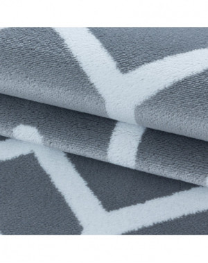 Tapis design de salon Tapis à poil ras Motif de grille Poil souple Gris