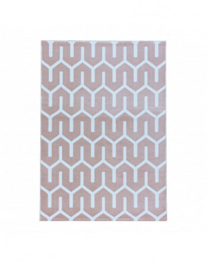 Tapis design de salon Tapis à poil ras Motif de grille Poil souple Rose