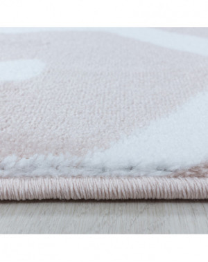 Tapis design de salon Tapis à poil ras Motif de grille Poil souple Rose