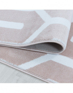Tapis design de salon Tapis à poil ras Motif de grille Poil souple Rose
