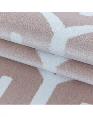 Designer vloerkleed voor de woonkamer, laagpolig, rasterpatroon, zachte pool, roze