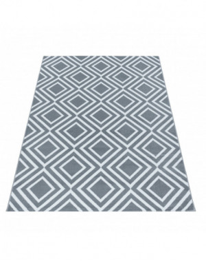 Designer vloerkleed voor de woonkamer, laagpolig, Diamantes-patroon, zachte pool, grijs