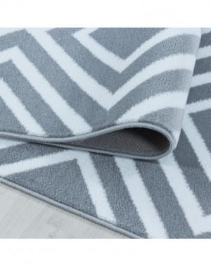 Designer vloerkleed voor de woonkamer, laagpolig, Diamantes-patroon, zachte pool, grijs