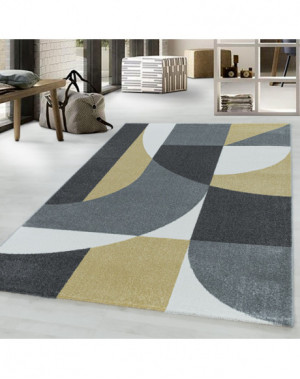 Woonkamerkleed, laagpolig, abstract ontwerp, postcode, zachte pool, geel