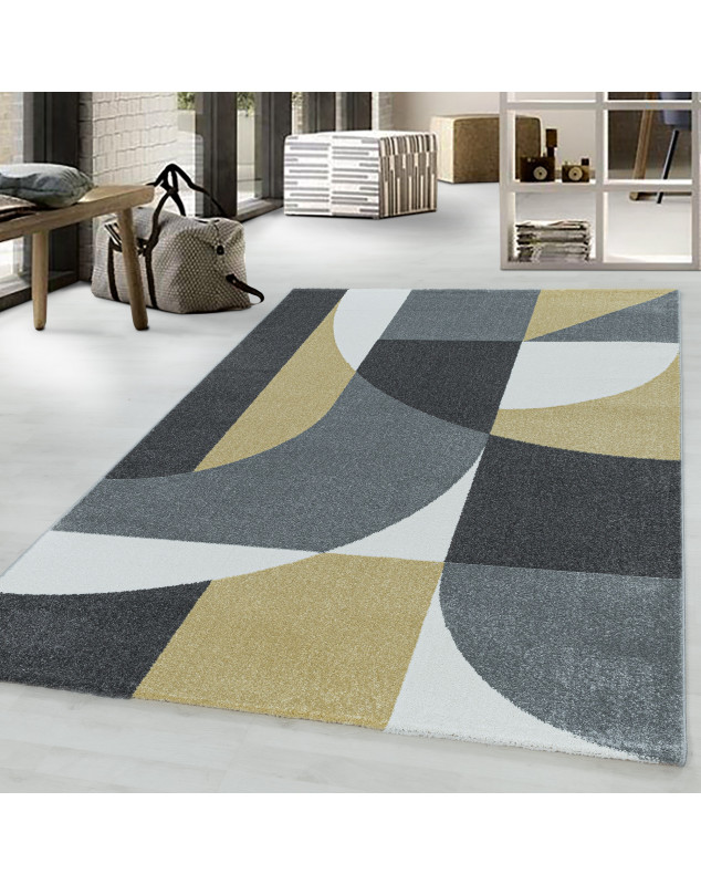 Tapis de salon Tapis à poil ras modèle abstrait zipcode Poil souple Jaune