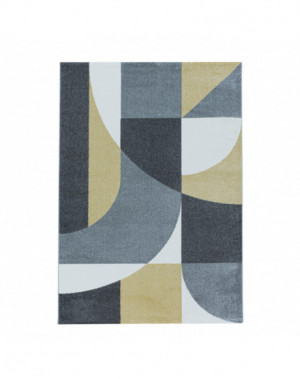 Woonkamerkleed, laagpolig, abstract ontwerp, postcode, zachte pool, geel