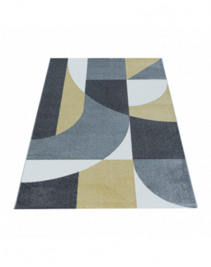 Woonkamerkleed, laagpolig, abstract ontwerp, postcode, zachte pool, geel