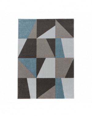 Woonkamerkleed, laagpolig, trapeziumvormig driehoekspatroon, zipcode, blauw