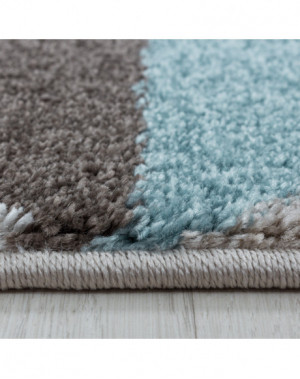 Woonkamerkleed, laagpolig, trapeziumvormig driehoekspatroon, zipcode, blauw