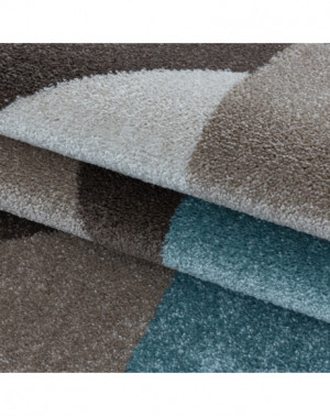 Woonkamerkleed, laagpolig, trapeziumvormig driehoekspatroon, zipcode, blauw