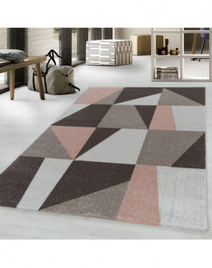 Tapis de salon Tapis à poil ras modèle trapéziste triangle zipcode Rose