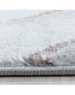 Laagpolig vloerkleed, woonkamerkleed, gemarmerd ruitpatroon, diamanten, brons