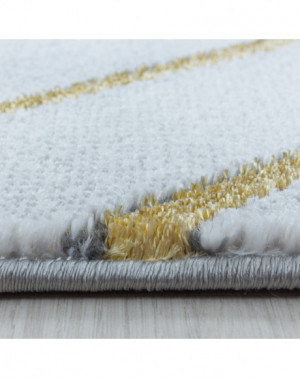 Laagpolig vloerkleed, woonkamerkleed, gemarmerd patroon, ruit, gouden diamanten