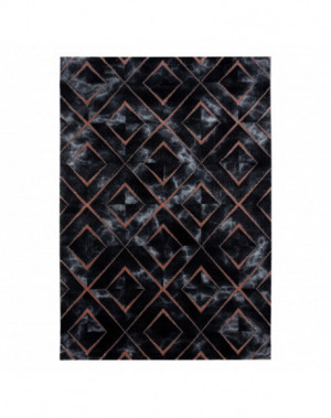 Tapis design a poil ras Tapis de salon Motif Marbré foncé Rhombe Diamants Bronze