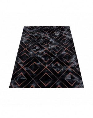 Tapis design a poil ras Tapis de salon Motif Marbré foncé Rhombe Diamants Bronze