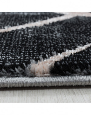 Tapis design a poil ras Tapis de salon Motif Marbré foncé Rhombe Diamants Bronze