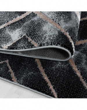 Tapis design a poil ras Tapis de salon Motif Marbré foncé Rhombe Diamants Bronze