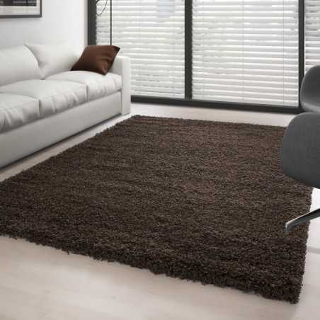 Tapis Shaggy pile longue couleur unique MARRON