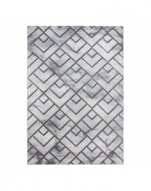 Designer vloerkleed met korte pool, woonkamerkleed, gemarmerd patroon, ruitvormige lijnen, bronskleurig