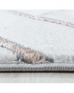 Tapis design a poil ras Tapis de salon Motif Marbré Lignes Diamants Bronze