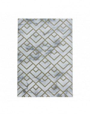 Designer vloerkleed met korte pool, woonkamerkleed, gemarmerd patroon, gouden ruitvormige strepen