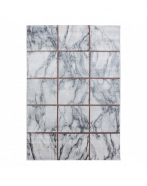 Designer vloerkleed met korte pool, woonkamerkleed, vierkant marmerpatroon, bronskleur