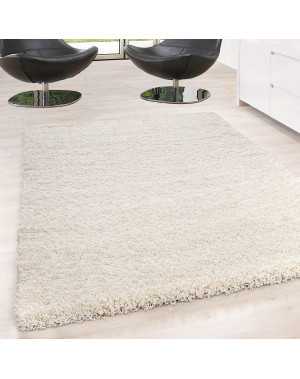 Hoogpolig vloerkleed, effen kleur, poolhoogte 5 cm, crèmekleurig