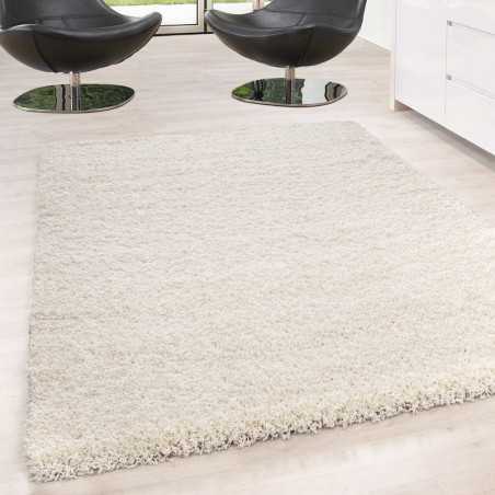 Tapis Shaggy pile longue couleur unique Hauteur de pile 5cm CREMÈ