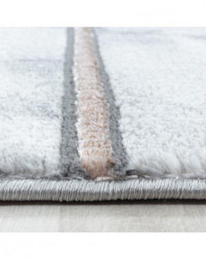 Designer vloerkleed met korte pool, woonkamerkleed, vierkant marmerpatroon, bronskleur