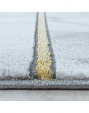 Tapis design a poil ras Tapis de salon Motif Marbré carré Couleur Or