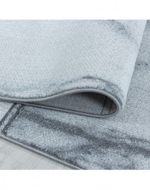 Tapis design a poil ras Tapis de salon Motif Marbré carré Argent