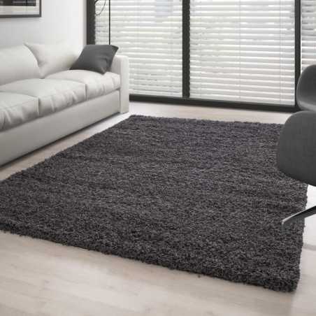 Tapis Shaggy pile longue couleur unique GRIS
