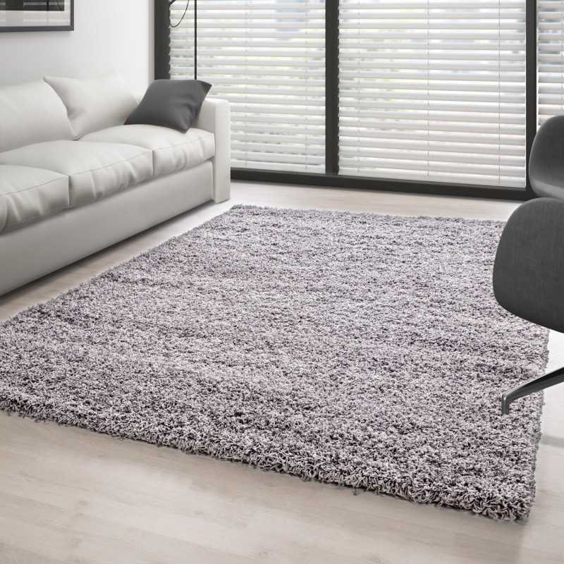 Tapis Shaggy pile longue couleur unique GRIS CLAIRE