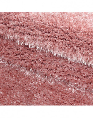 Modern, zacht, hoogpolig vloerkleed met 50 mm lange pool in roze.