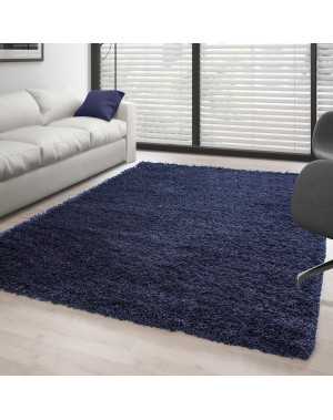 Hoogpolig vloerkleed, effen kleur, donkerblauw