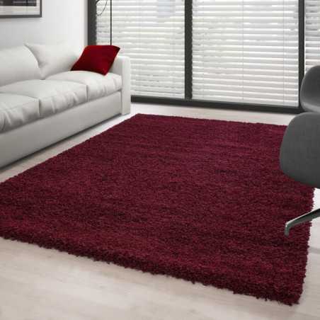 Tapis Shaggy pile longue couleur unique ROUGE