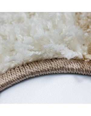 Hoogpolig vloerkleed met ruitpatroon, bruin-wit-beige