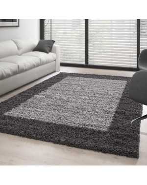 Tapis Shaggy pile longue designe 2 couleur GRIS-GRIS CLAIRE