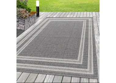 Tapis d’extérieur, couleur gris, matière sisal, pour terrasse, résistant aux UV, confortable