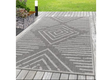 Tapis d’extérieur, motif carreaux, couleur gris, matière sisal, pour salon, cuisine, résistant aux